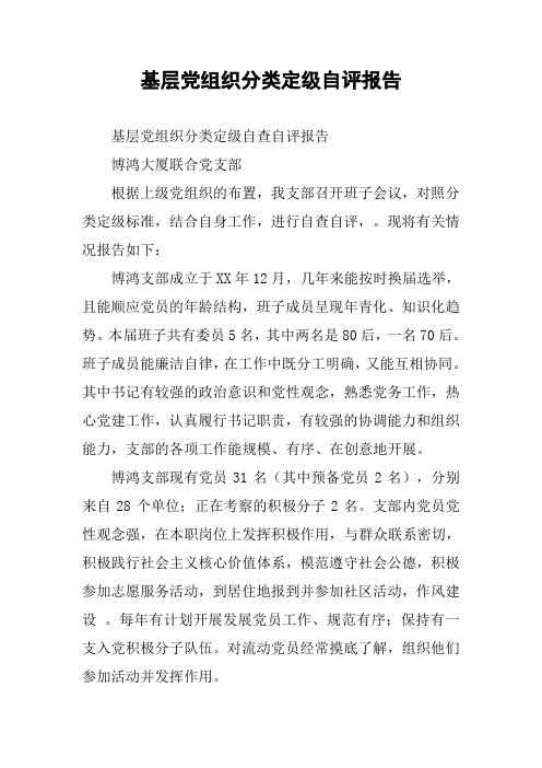 基层党组织分类定级自评报告