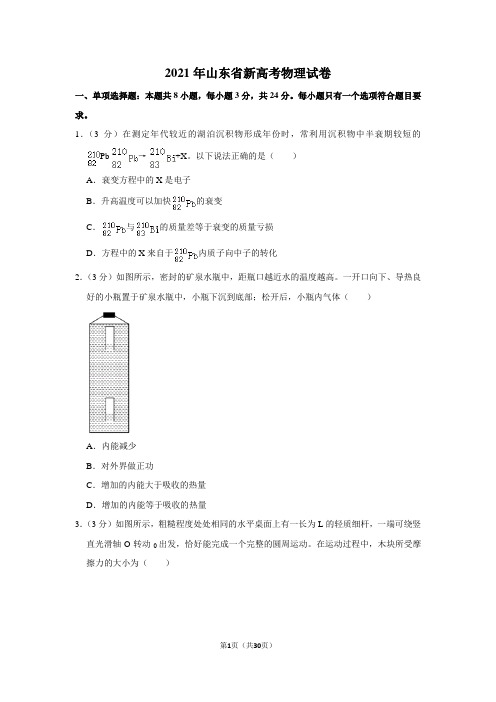 2021年山东省新高考物理试卷