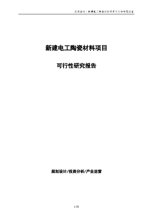 新建电工陶瓷材料项目可行性研究报告