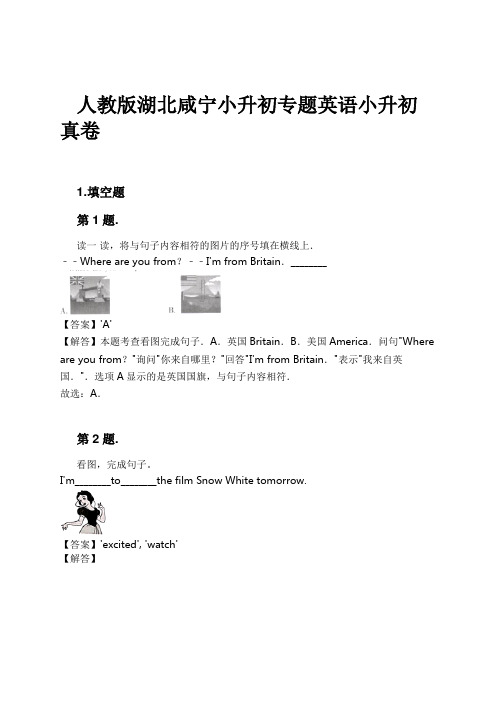 人教版湖北咸宁小升初专题英语小升初真卷试卷及解析