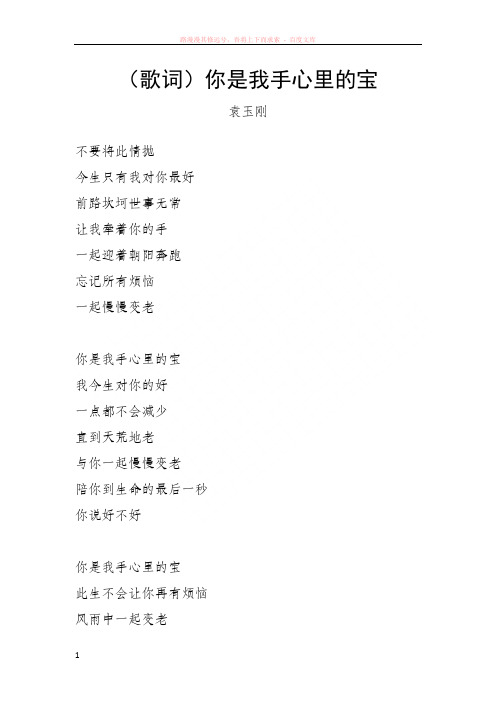 (歌词)你是我手心里的宝