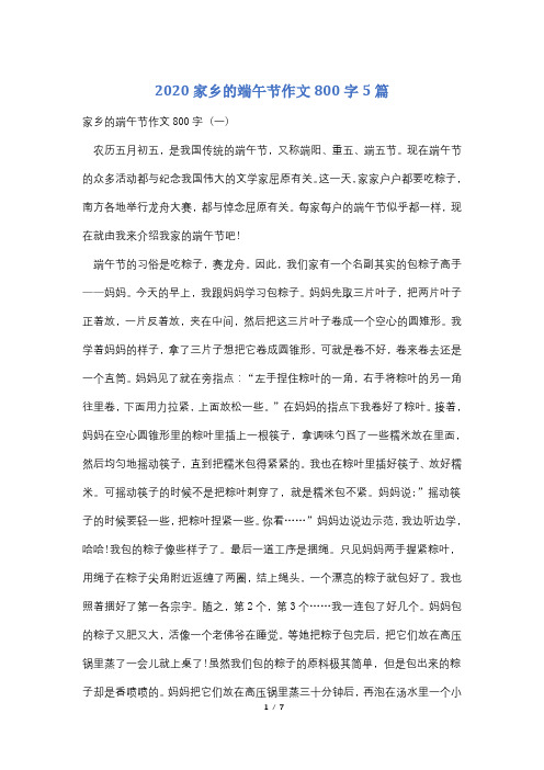 2020家乡的端午节作文800字5篇