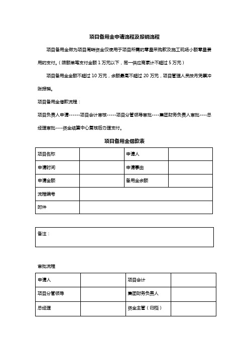 项目备用金借款及报销流程