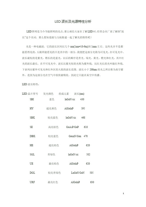 led波长及光源特性介绍 (LED波长及光源特性分析)