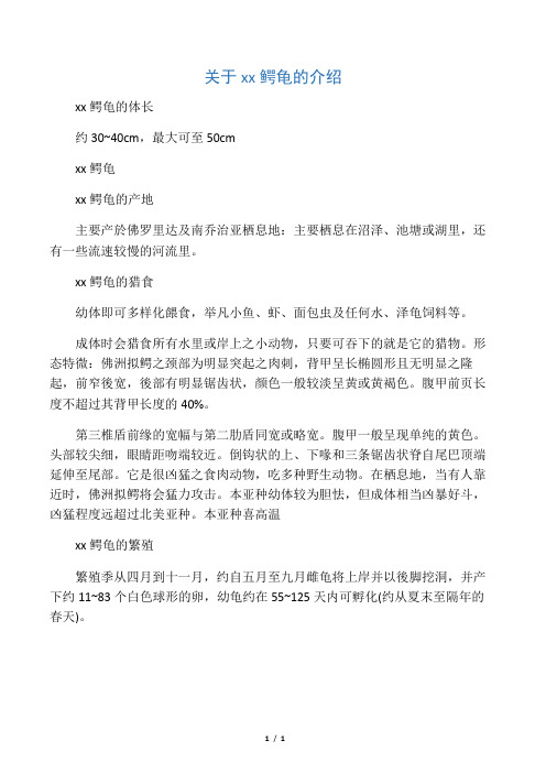 关于佛罗里达鳄龟的介绍