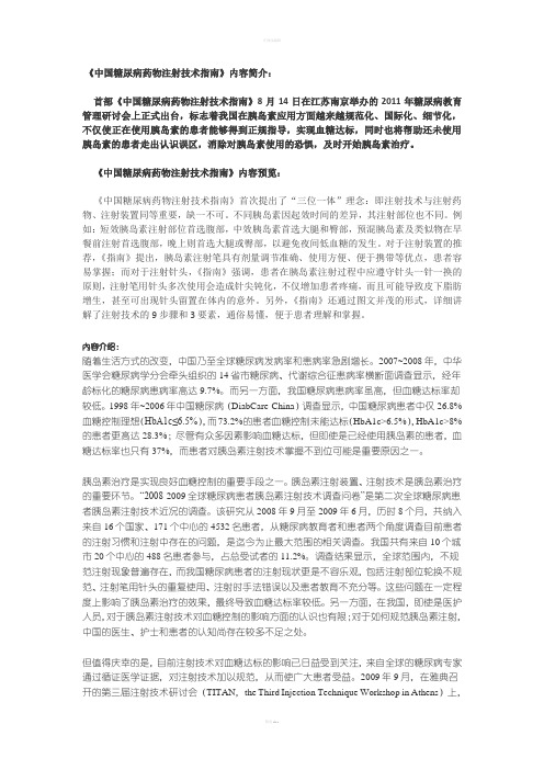 中国糖尿病药物注射技术指南