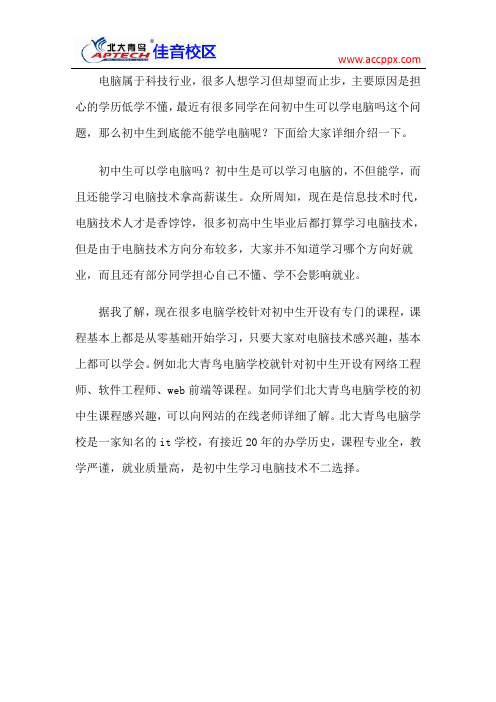 初中生可以学电脑吗