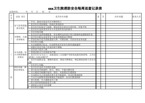 xx卫生院消防安全每周巡查记录表