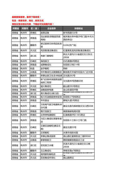 新版湖南省株洲市厨卫电器企业公司商家户名录单联系方式地址大全509家
