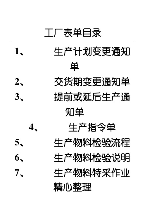 生产型工厂各部门操作规范和表格模板单