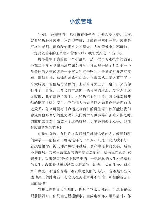 初中生满分作文：小议苦难
