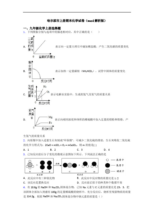 哈尔滨市初三化学上册期末化学试卷(word解析版)