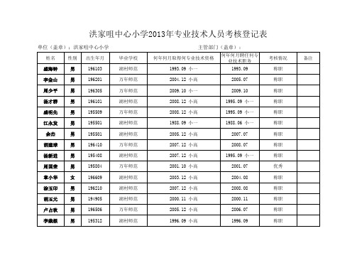 2013年专业技术人员考核