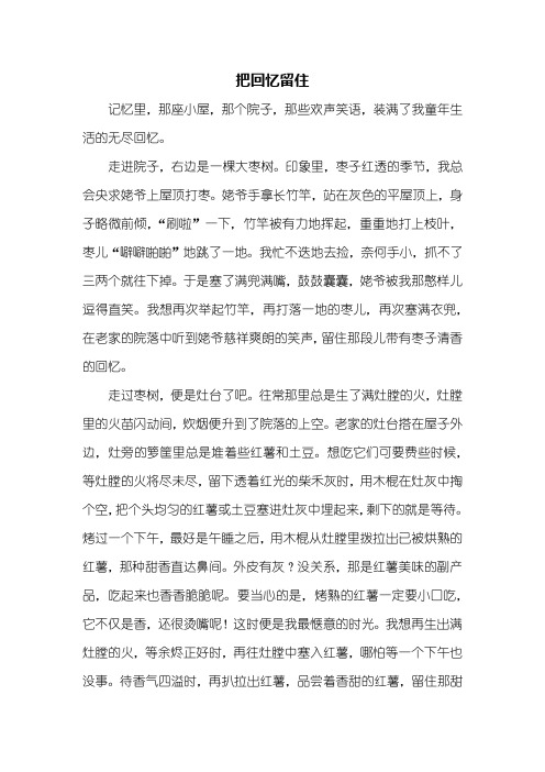 初三作文：留住回忆作文800字_1