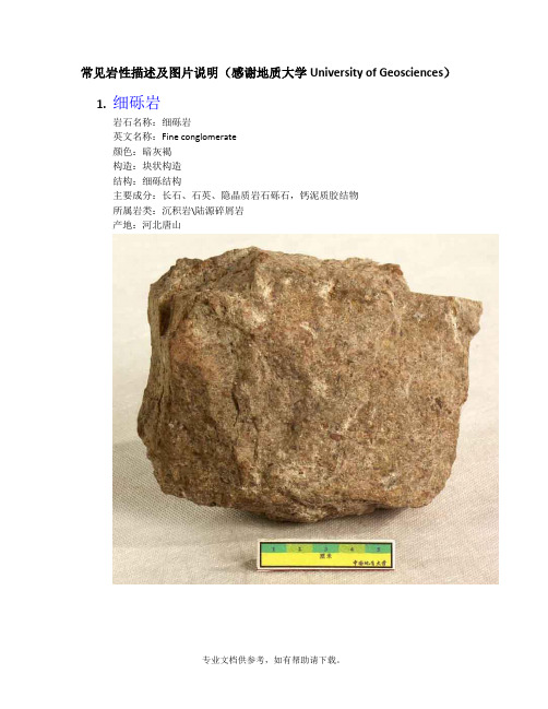 常见岩性描述及图片说明
