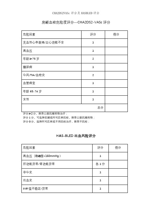 CHA2DS2VASc评分及HASBLED评分