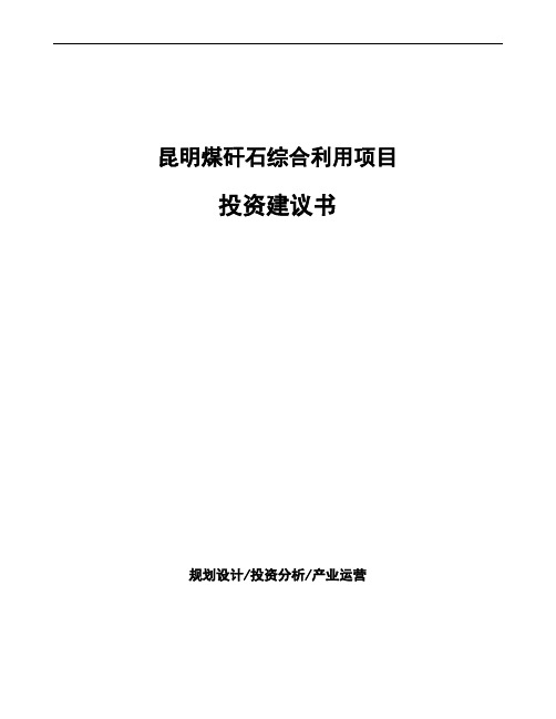 昆明煤矸石综合利用项目投资建议书