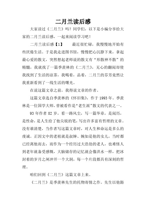 二月兰读后感