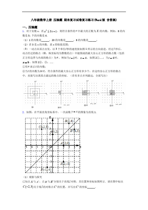 八年级数学上册 压轴题 期末复习试卷复习练习(Word版 含答案)