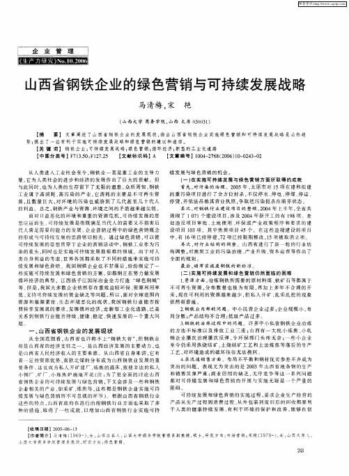 山西省钢铁企业的绿色营销与可持续发展战略