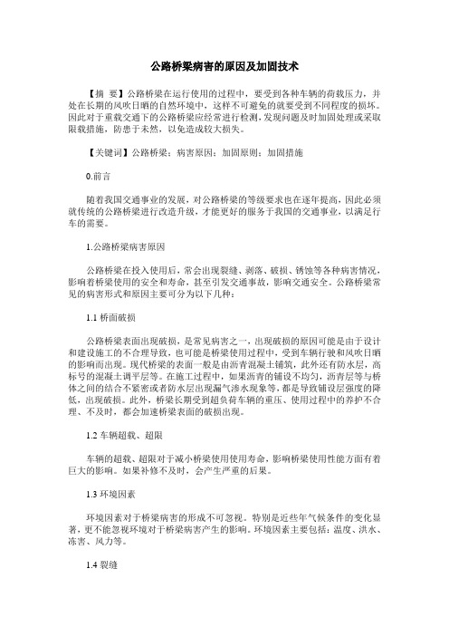 公路桥梁病害的原因及加固技术