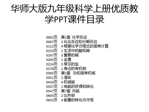 华师大版九年级科学上册优质教学PPT课件