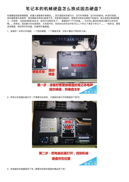笔记本的机械硬盘怎么换成固态硬盘？