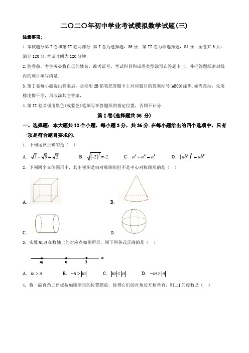 山东省枣庄市2020届中考三模数学试题含答案