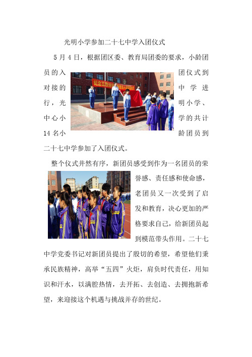 抚顺市望花区光明小学小龄团员入团