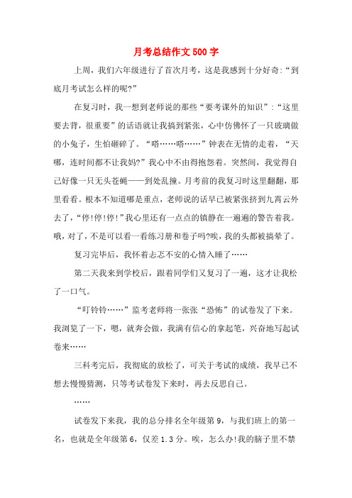月考总结作文500字