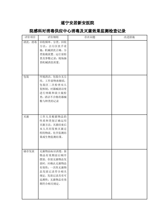 清洗消毒及灭菌监测记录表