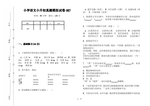 【小学教育】2019最新小学语文小升初(通用版)真题模拟试卷OK7—8K可直接打印