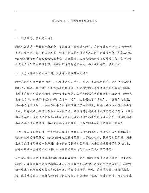 新课标背景下如何教好初中物理之我见