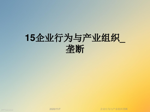 企业行为与产业组织垄断