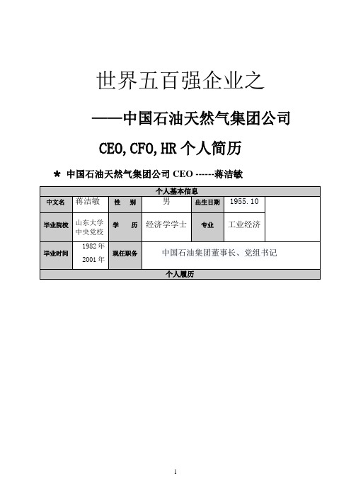 中国石油天然气集团公司简历