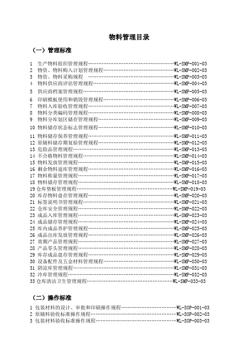 物料管理目录