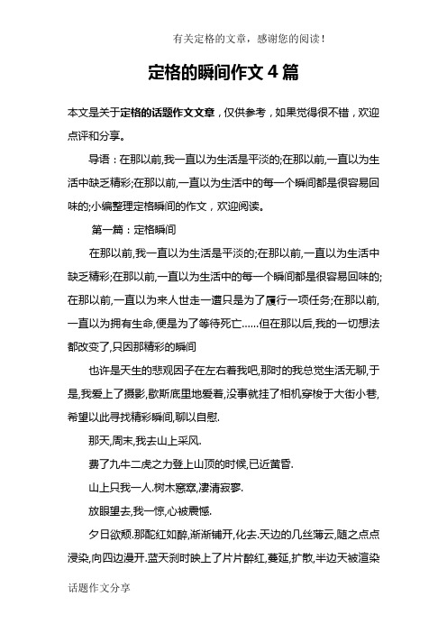 定格的瞬间作文4篇