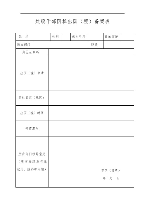 处级干部因私出国(境)备案表【模板】