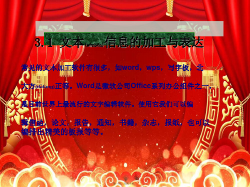 高中信息技术第三章信息的加工与表达1文本信息的加工与表达课件