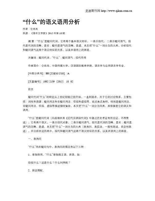 “什么”的语义语用分析