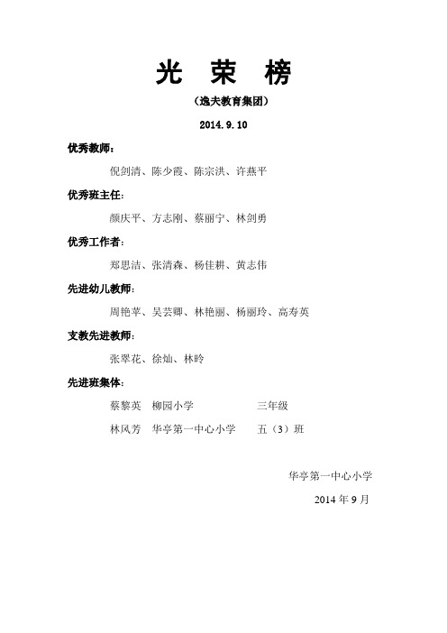 逸夫小学教育集团优秀名单 - 校园网站管理系统