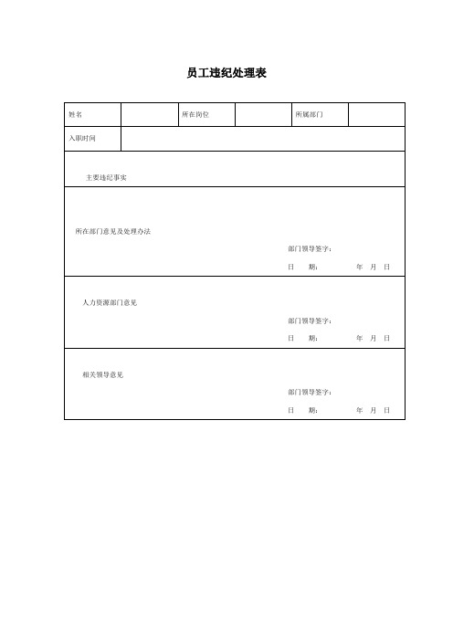 员工违纪处理表