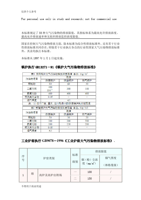 大气污染物综合排放标准