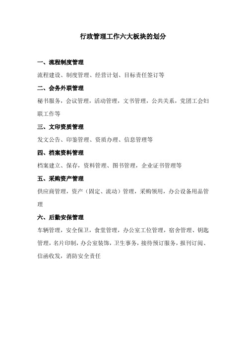 行政工作六大板块