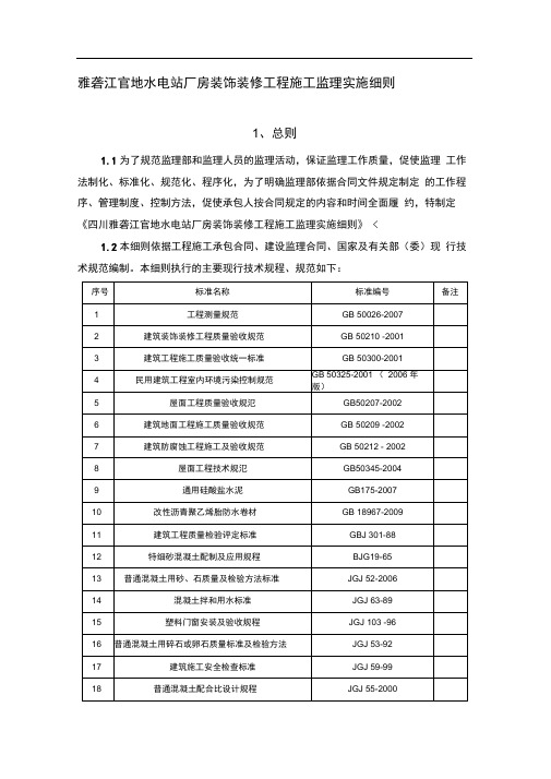 厂房装饰装修工程施工监理实施细则