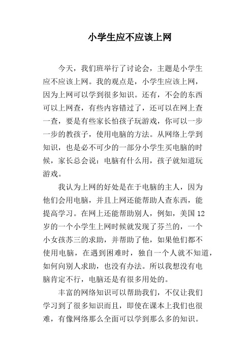小学生应不应该上网