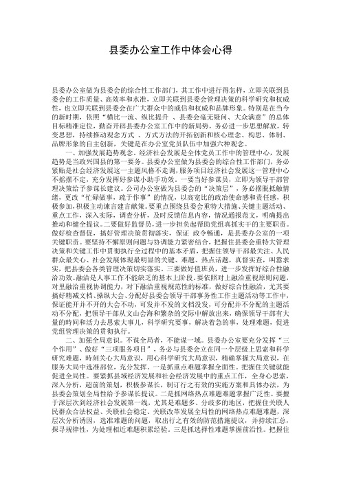 县委办公室工作中体会心得