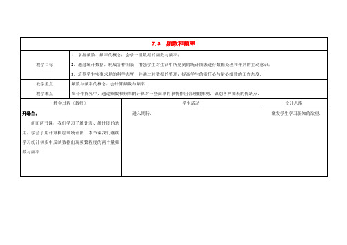 《频数和频率》教案 (同课异构)2022年苏科版 (1)