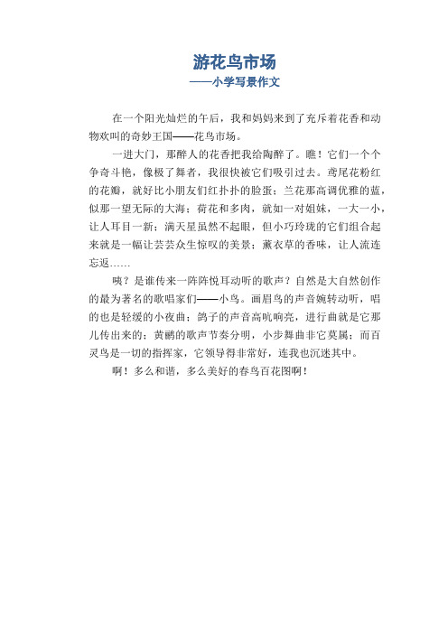 小学四年级写景习作范文：游花鸟市场_小学写景作文