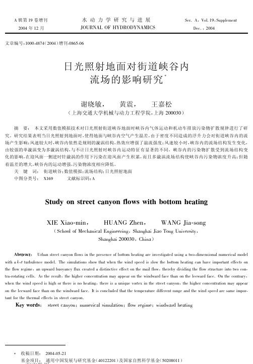日光照射地面对街道峡谷内流场的影响研究